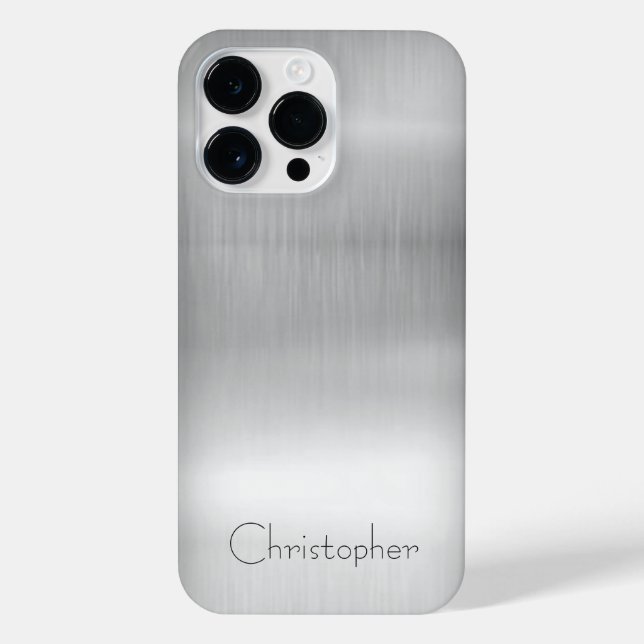 Titansilber, rostfreier Stahl iPhone 14 Pro Max Hülle (Rückseite)