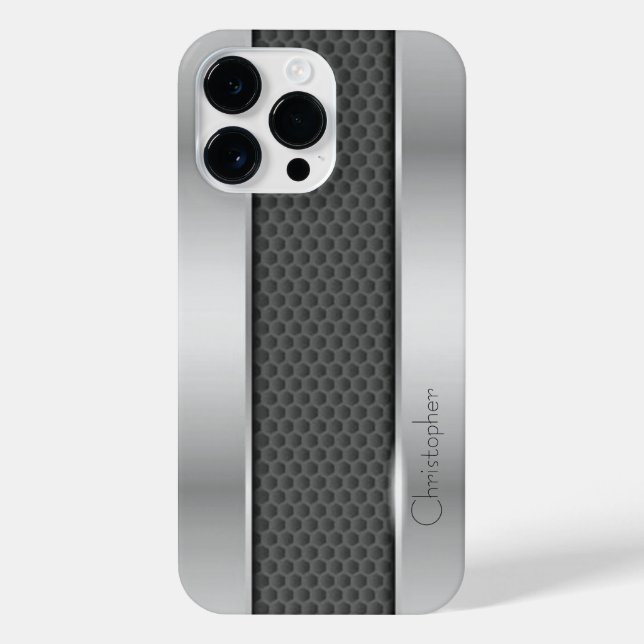 Titansilber, rostfreier Stahl iPhone 14 Pro Max Hülle (Rückseite)