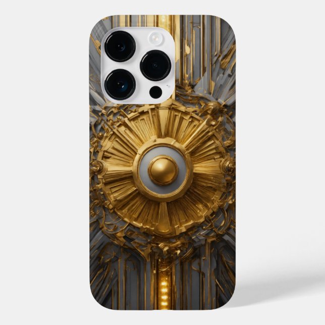 Titansilber und Gold Edelstahl-Druck Case-Mate iPhone 14 Pro Hülle (Rückseite)