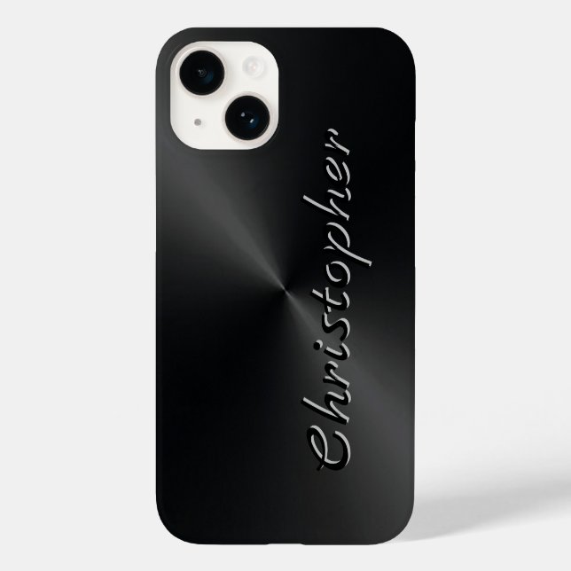 Titansilber und schwarzer Edelstahl-Metallic Case-Mate iPhone 14 Hülle (Rückseite)