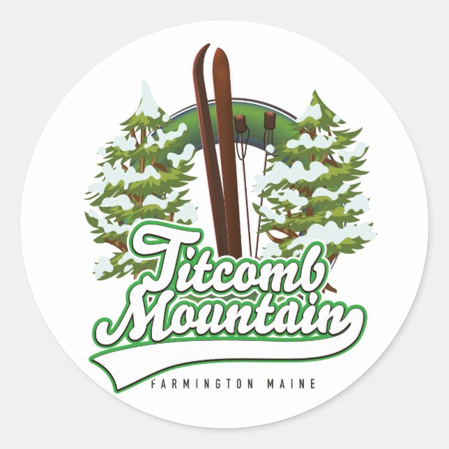 Titcomb Mountain Farmington Maine Ski Runder Aufkleber (Vorderseite)