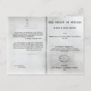 Titel auf der Seite "Herkunft der Arten" Postkarte