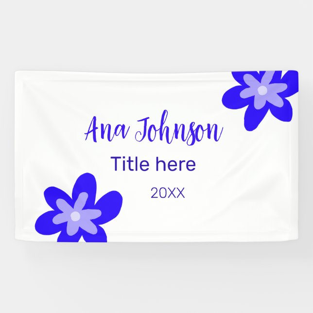 Titel des Doodle-Namens "Blaue Blume" Jahr 20XX Banner (Horizontal)