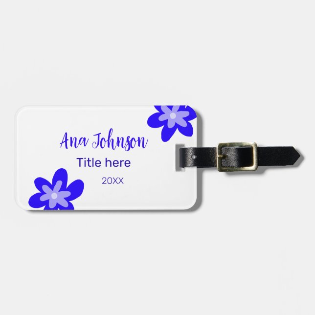 Titel des Doodle-Namens "Blaue Blume" Jahr 20XX Gepäckanhänger (Vorderseite horizontal)