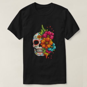 Titel: Día de los Muertos Blumenschädel T-Shirt
