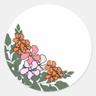 Titel: Farbige Blumenaufkleber Runder Aufkleber