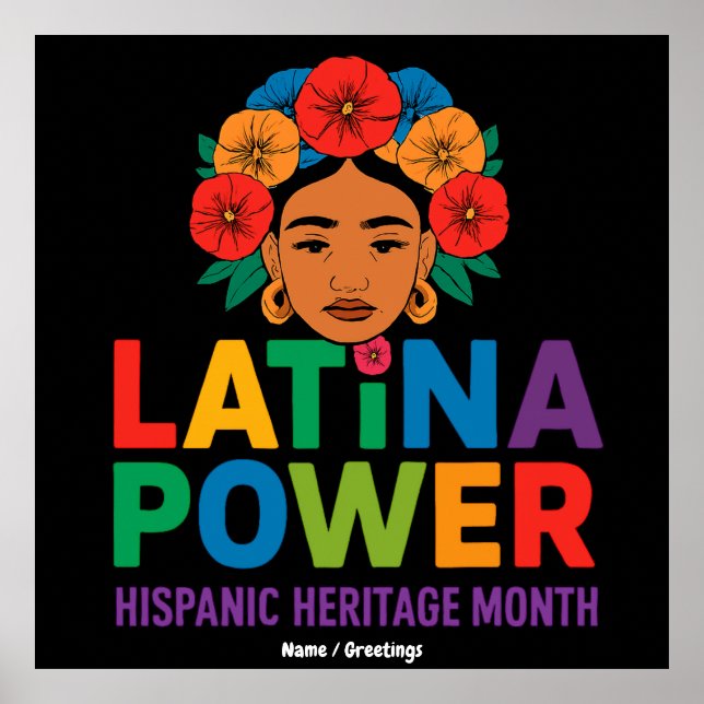 Titel: Frauen Latina Power Blume Hispanic Monat Poster (Vorne)