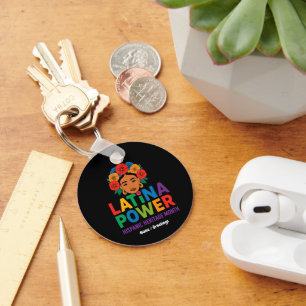 Titel: Frauen Latina Power Blume Hispanic Monat Schlüsselanhänger