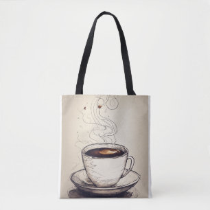 Titel: Minimalistische Pen-Skizze für einen Kaffee Tasche
