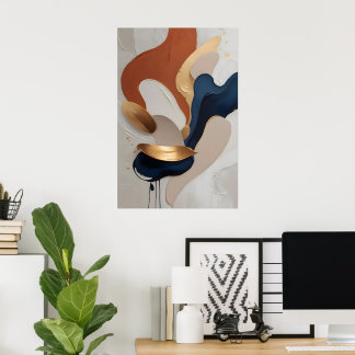 Titel Moderne abstrakte Terrakotta-Navy-Gold-Kunst Poster