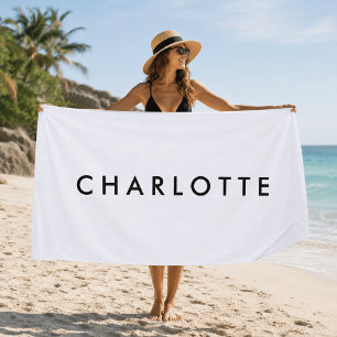 Titel Moderne personalisierte weiße Namens-Strand Strandtuch
