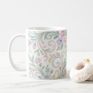 Titel Pastell-Laune: Handgemalte Wasserfarben-Flor Kaffeetasse