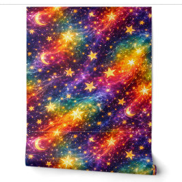 Titel Regenbogen-Galaxie-Magie-Sterne und Mond-Hin Tapete