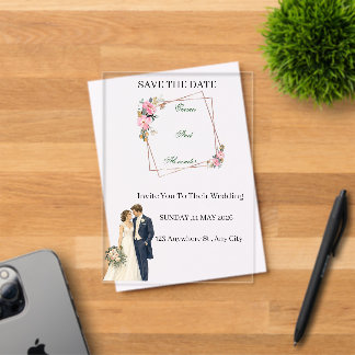 Titel Rustikale Florale Hochzeitseinladung zum Spe Acryleinladungen