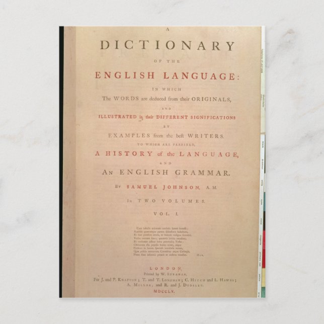 Titel Seite des Volumens I des Englischen Postkarte (Vorderseite)
