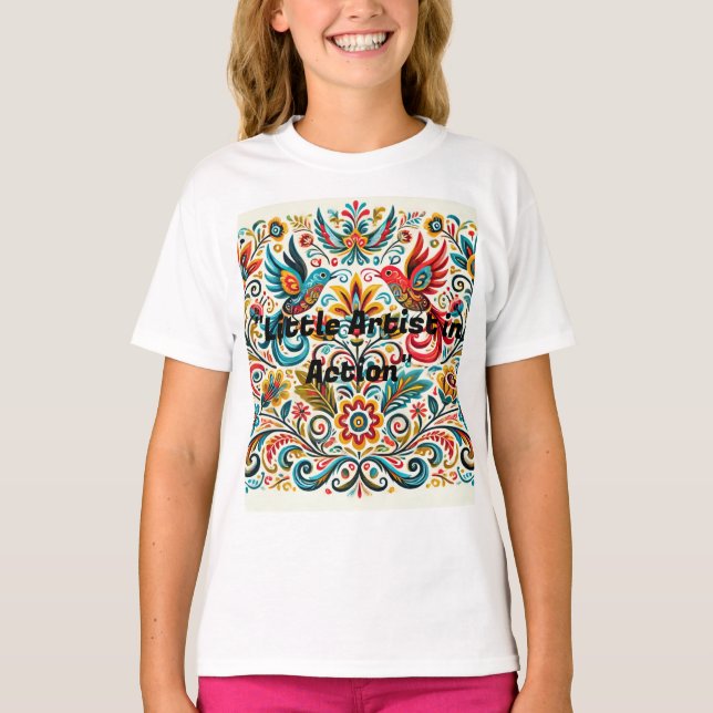 Titel: Vibrank Folk Art Floral Pattern T - Shirt (Vorderseite)