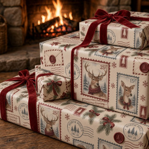 Titel: Vintage-Weihnachtspoststempel Nordpol Geschenkpapier