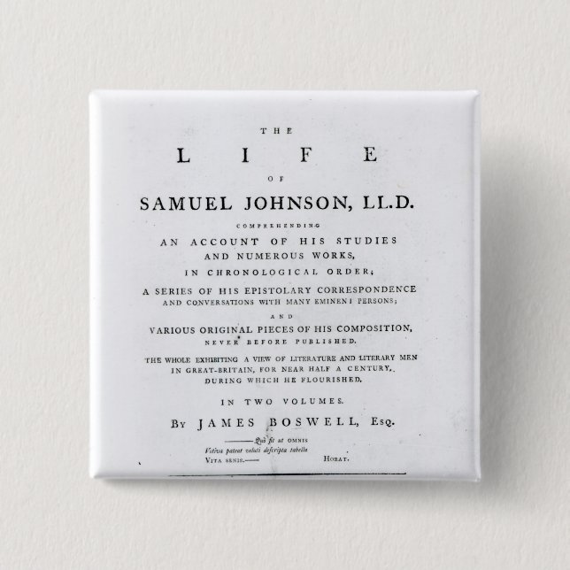 Titelblatt, 'vom Leben von Samuel Johnson Button (Vorderseite)