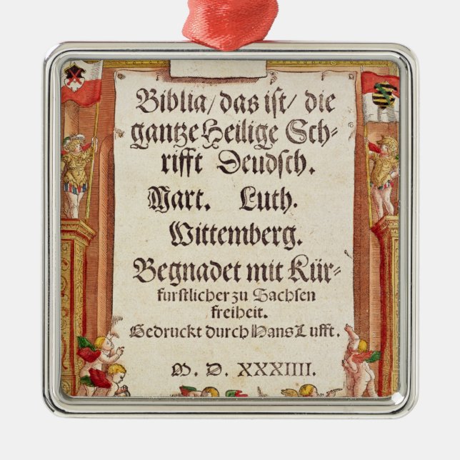 Titelblatt von der Luther Bibel, c.1530 Silbernes Ornament (Vorne)