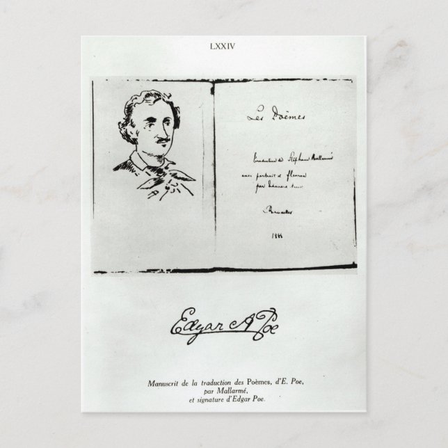 Titelblatt von "Les Poemes" durch Edgar Allan Poe Postkarte (Vorderseite)