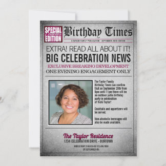 Titelblatt Zeitung Geburtstagsparty Einladung