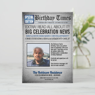Titelblatt Zeitung Geburtstagsparty Einladung