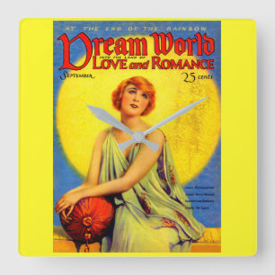 Titelseite der Dream World-Zeitschrift aus den 192 Quadratische Wanduhr