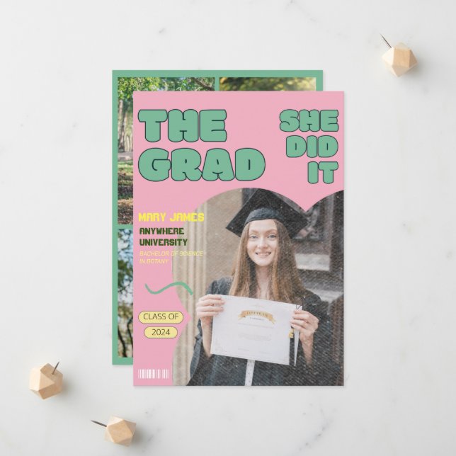 Titelseite des Fun Retro Graduate Foto Magazine Ankündigung (Vorderseite/Rückseite Beispiel)