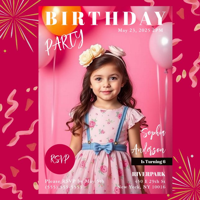 Titelseite des Geburtstagsparty Magazine Einladung (Birthday Party Magazine Cover Invitation )