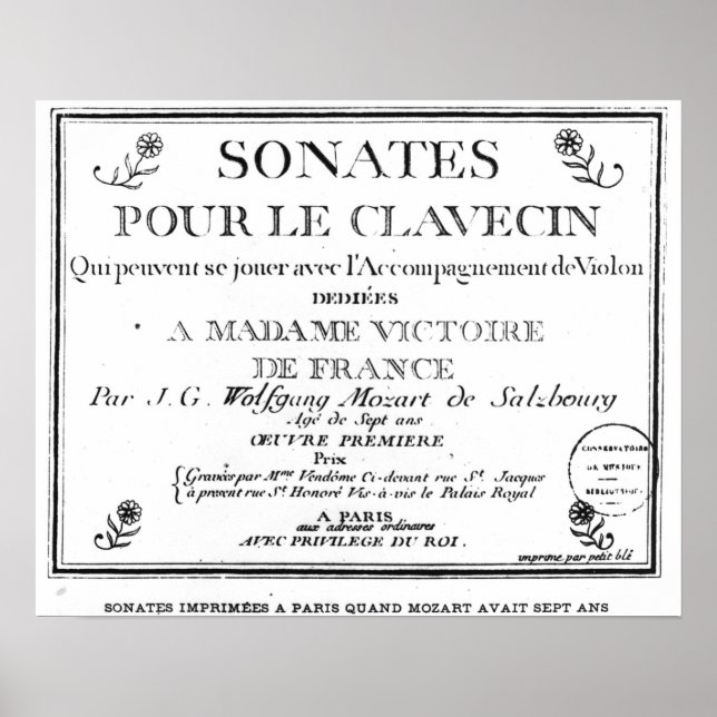 Titelseite für "Sonates pour le clavecin" Poster (Vorne)