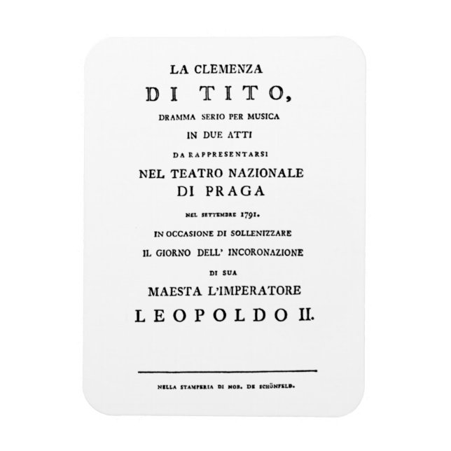 Titelseite La Clemenza di Tito Libretto Magnet (Vertikal)