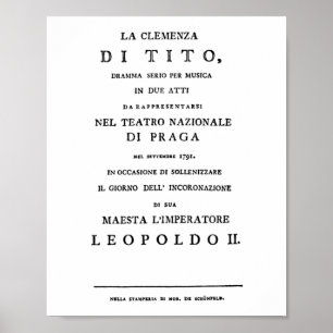 Titelseite La Clemenza di Tito Libretto Poster
