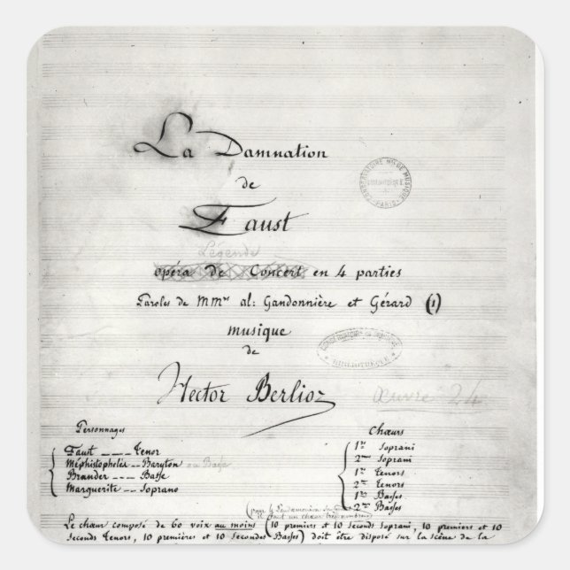 Titelseite "La Damnation de Faust" Quadratischer Aufkleber (Vorderseite)