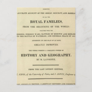 Titelseite Vollständige genetische, historische Postkarte