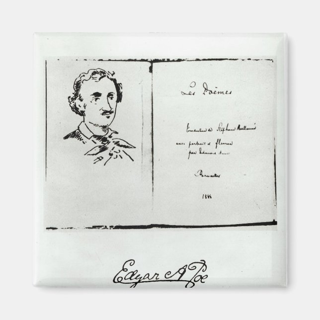 Titelseite von 'Les Poemes' von Edgar Allan Poe Magnet (Vorne)
