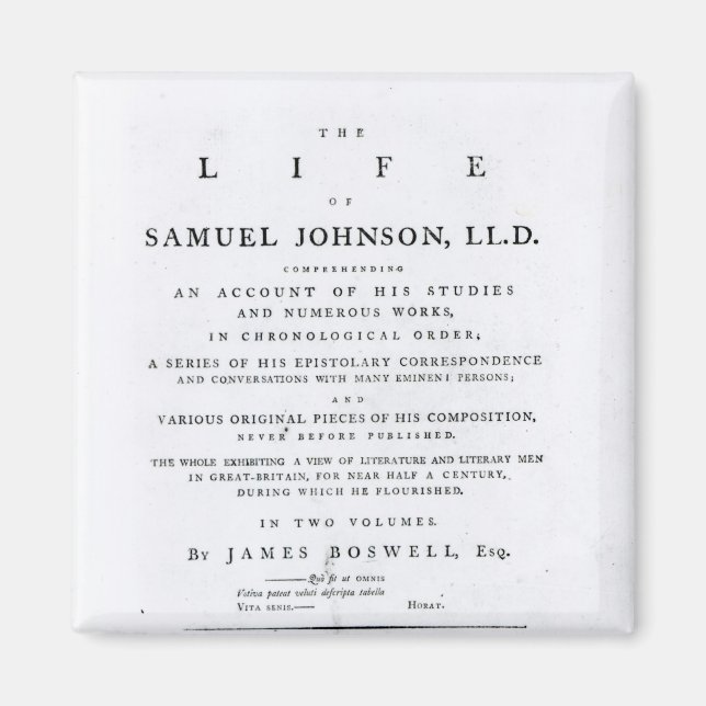Titelseite von "The Life of Samuel Johnson" Magnet (Vorne)