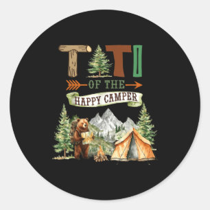 Titi des glücklichen Camper-Einjährigen Camping Runder Aufkleber