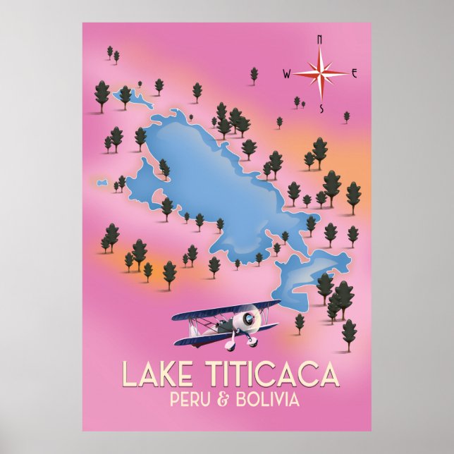 Titicaca-See, Peru, Bolivien Seekarte Kunst- und K Poster (Vorne)