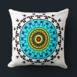 Title: Floral Mandala Throw Pillow Cyan Gold Kissen<br><div class="desc">Transform your living space with this vibrant Floral Mandala Throw Pillow. Featuring an intricate geometric design in vivid cyan and golden yellow,  this pillow adds a pop of bohemian charm and artistic energy to any sofa,  bed,  or armchair. Perfect for those who love Zen-inspired home decor and high-quality comfort.</div>