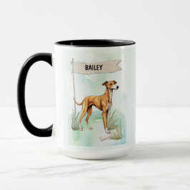 Title: Greyhound Watercolor Personalized Dog Tasse