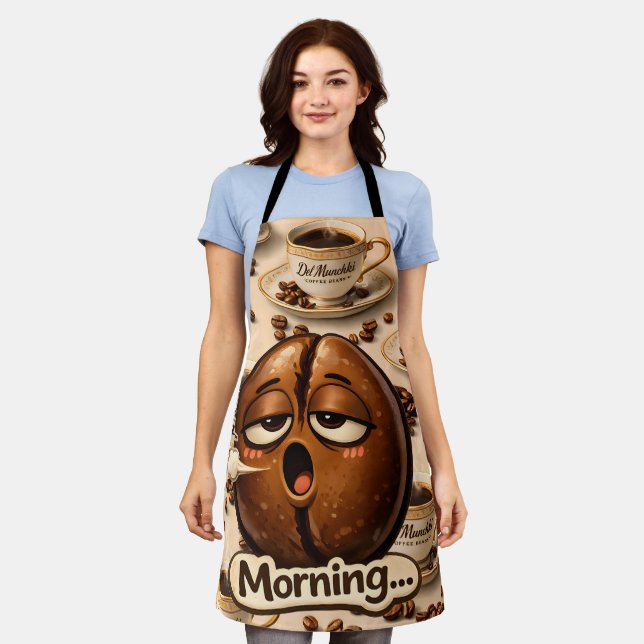 Title morning sleepy coffee bean funny relatable b schürze (Getragen)