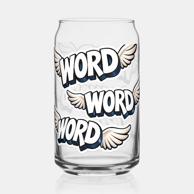 Title retro word 3-D graffiti angel wing and cool Dosenglas (Vorderseite)