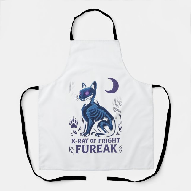 Title: X-Ray of Fright Fureak – Halloween Cat Apro Schürze (Vorderseite)