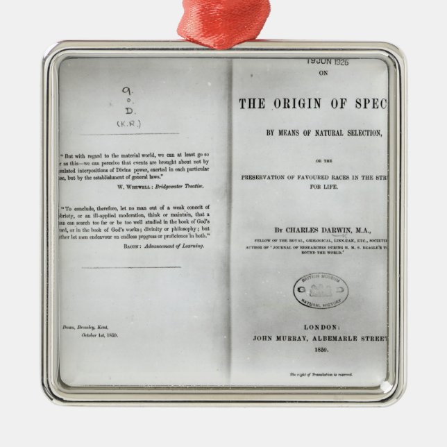 Titlepage zu 'auf dem Ursprung von Arten Ornament Aus Metall (Vorne)