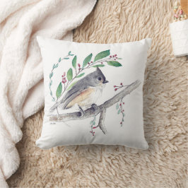 Titmaus Bird Wasserfarbengeflecht Kissen