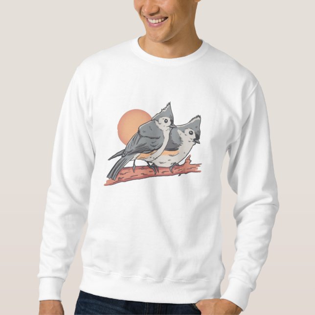 Titmaus Titmice Bird schauend Geschenk Sonnenunter Sweatshirt (Vorderseite)