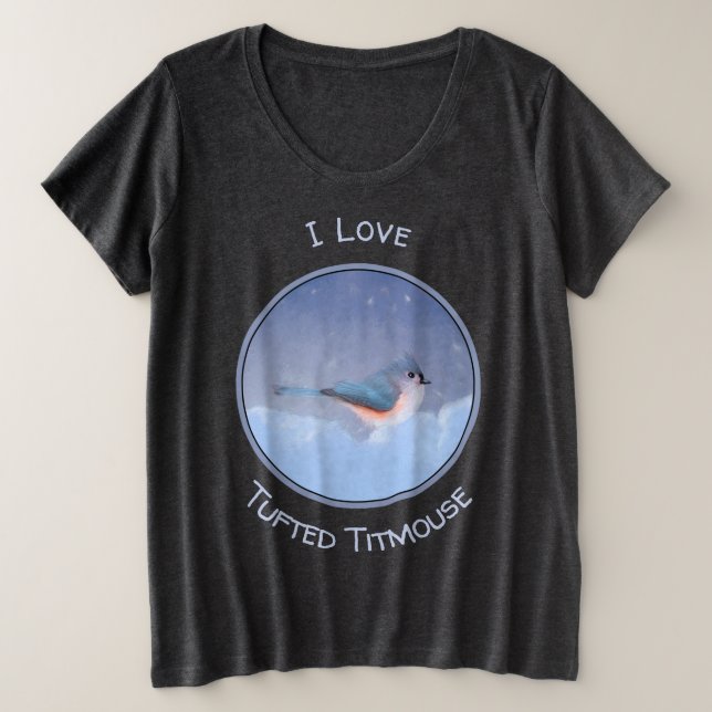 Titmausmalerei - Niedliche Original Hundkunst Große Größe T-Shirt (Design vorne)