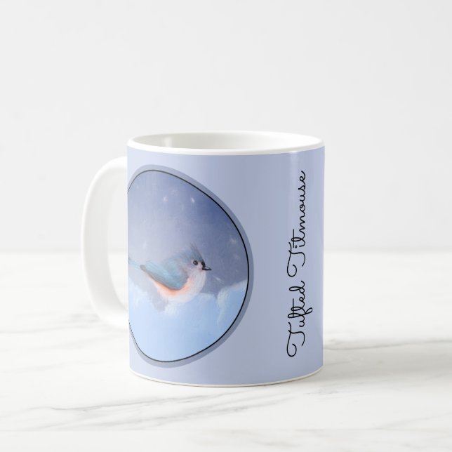 Titmausmalerei - Niedliche Original Hundkunst Kaffeetasse (Vorderseite Links)