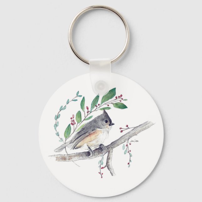 Titmouse Bird Art Schlüsselanhänger (Vorderseite)