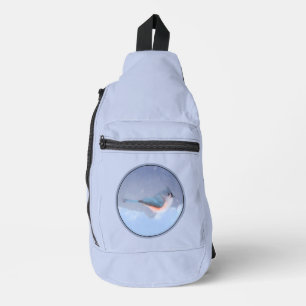 Titmouse in Snow Painting Original Bird Art Crossbody Bag